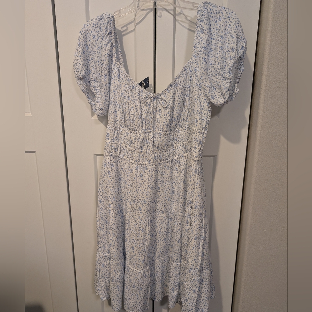 Hollister Floral Puff Sleeve Mini Dress Large Long NWT